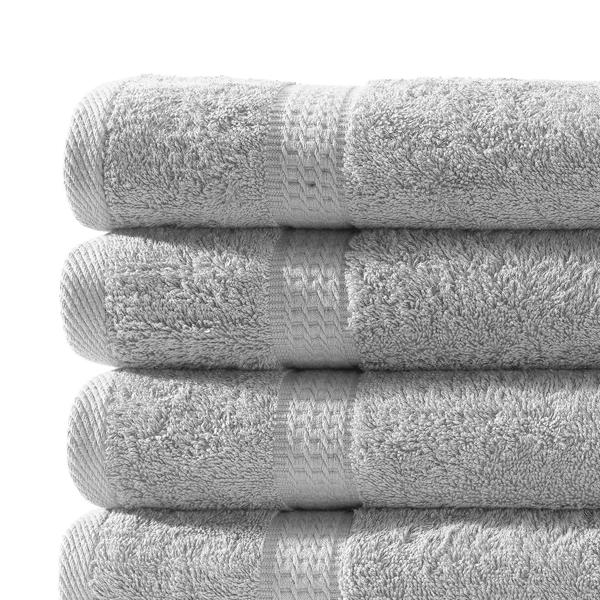 4er-Set Gästetücher Silber - Luxuriöse Baumwolle, 50x30 cm, 500 g/m² - Hautfreundlich, saugstark, schnell trocknend, mit 2 Bordüren - Waschbar 60°