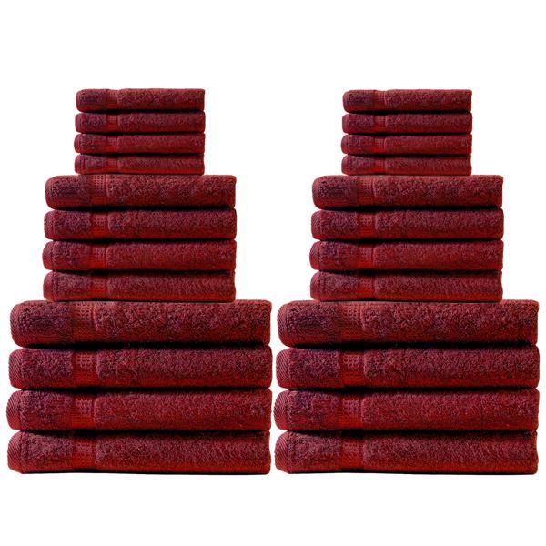 Handtuchset 24-tlg. bordeaux - 8x Gäste-, 8x Hand-, 8x Duschtücher 100% Baumwolle - Kuschelweich, saugstark, 500 g/m², maschinenwaschbar