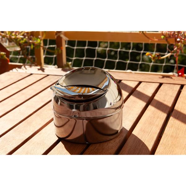 Aschenbecher mit Klappe - Edles Design, Geruchsdicht & Hygienisch - Verchromtes Metall, Ø 9 cm - Für Innen- & Aussenbereich, Gastronomie geeignet