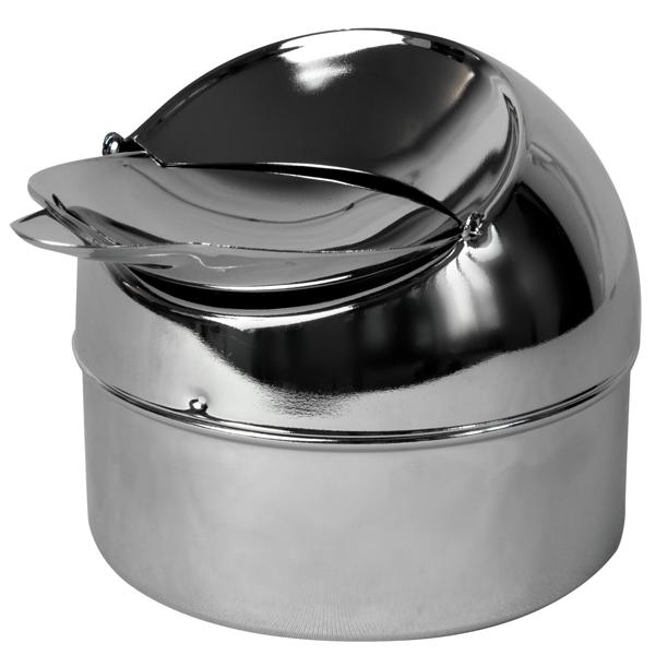 Aschenbecher mit Klappe - Edles Design, Geruchsdicht & Hygienisch - Verchromtes Metall, Ø 9 cm - Für Innen- & Aussenbereich, Gastronomie geeignet