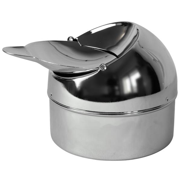 Aschenbecher mit Klappe - Edles Design, Geruchsdicht & Hygienisch - Verchromtes Metall, Ø 9 cm - Für Innen- & Aussenbereich, Gastronomie geeignet
