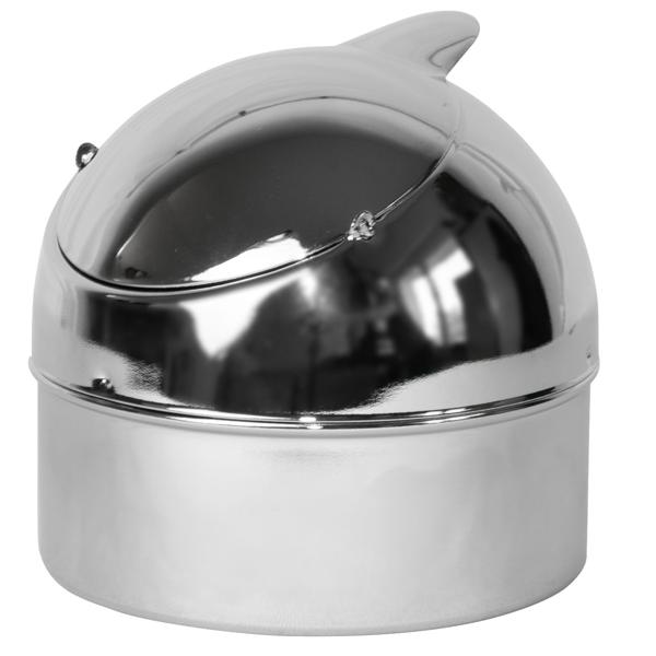 Aschenbecher mit Klappe - Edles Design, Geruchsdicht & Hygienisch - Verchromtes Metall, Ø 9 cm - Für Innen- & Aussenbereich, Gastronomie geeignet