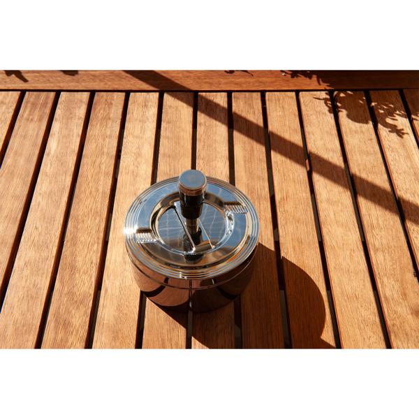 Aschenbecher Metall - Mit Drehfunktion schliesst Asche & Gerüche ein - Verchromt, Ø 11 cm, Silber - Ideal für Innen- & Aussenbereich - Elegantes Design