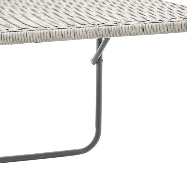 Balkon-Hängetisch 60x40cm Rattan-Optik aus Korbweide - Platzsparend mobil klappbar - Metallgestell Grau - 3-stufig verstellbar für Brüstung bis 7cm