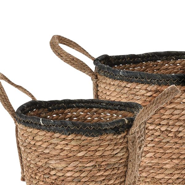 3er-Set Rattan Körbe rund – Vielseitige Aufbewahrungskörbe & Pflanzkörbe mit Henkeln – Braun/Schwarz, Ø 25-33cm, Landhaus-Stil, 130-148 Zeichen