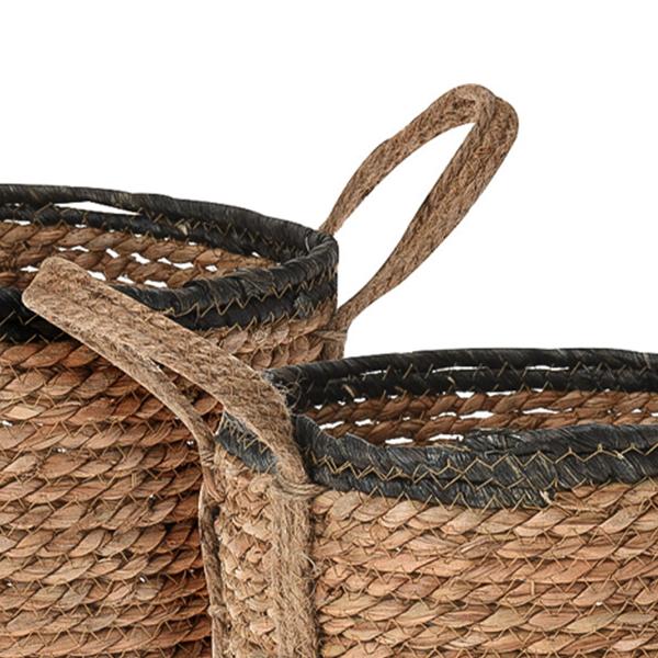 3er-Set Rattan Körbe rund – Vielseitige Aufbewahrungskörbe & Pflanzkörbe mit Henkeln – Braun/Schwarz, Ø 25-33cm, Landhaus-Stil, 130-148 Zeichen