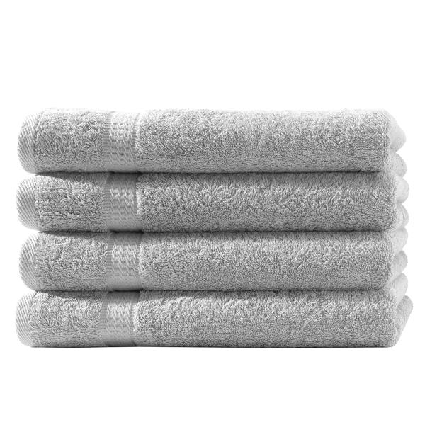 Handtuchset 12-teilig – 4 Gäste-, 4 Hand-, 4 Badetücher – 100% Baumwolle, 500g/m², silber – Kuschelweich, saugstark, schnelltrocknend