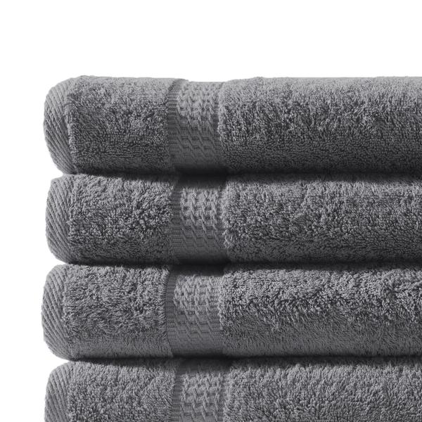 Handtuchset 24-teilig - 8 Gäste-, 8 Hand-, 8 Duschtücher - 100% Baumwolle Anthrazit 500g/m² - Kuschelweich, Saugstark & Pflegeleicht - Eleganter Bordüren-Look