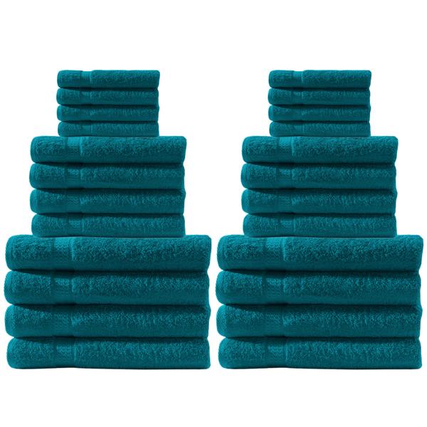 Handtuchset 24-teilig - Luxus 500 g/m² Baumwolle, Petrol - 8x Gäste-, 8x Hand-, 8x Duschtücher - Kuschelweich & Saugstark - bis 60° waschbar