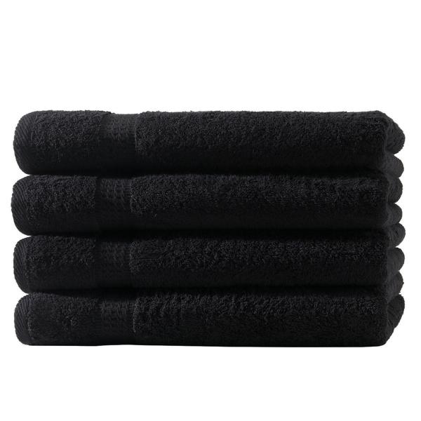 Handtuchset 12-teilig Schwarz - Luxuriöse 500 g/m² Baumwolle für Bad & Gästezimmer - 4 Gäste-, 4 Hand-, 4 Badetücher - Kuschelweich, saugstark, schnelltrocknend
