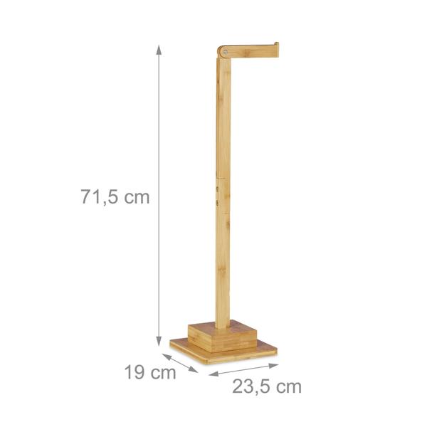 Toilettenpapierhalter Bambus - Stehender WC-Papier Ständer für 6 Rollen - Bohrfrei, feuchtigkeitsresistent, 71,5x23,5x19cm - Braun
