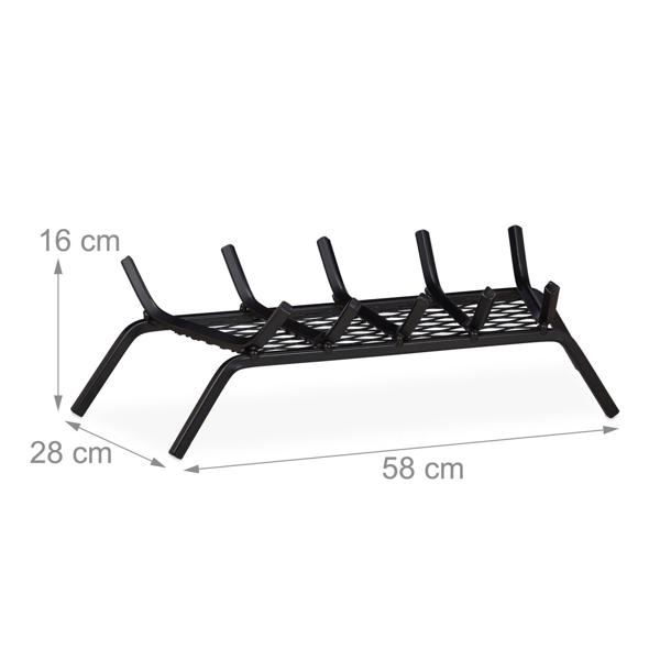 Kaminrost aus Stahl - Feuerrost mit 4 Füssen für optimale Sauerstoffzufuhr & sicheren Brennmaterial-Halt - 16x58x28cm - Für Kamine & Grillkamine