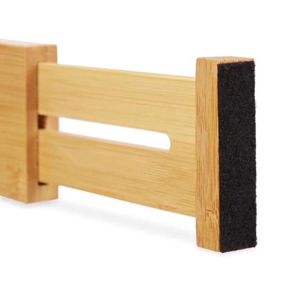 4er-Set Schubladentrenner Bambus - Schubladeneinteiler mit Spannfedern & Vlies - Flexible Länge - 6x1.5x55cm braun - für Küche, Büro, Bad