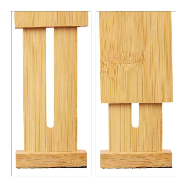 4er-Set Schubladentrenner Bambus - Schubladeneinteiler mit Spannfedern & Vlies - Flexible Länge - 6x1.5x55cm braun - für Küche, Büro, Bad
