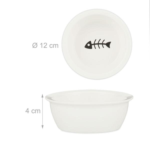 Doppelter Futternapf mit Bambusständer - 2 Keramik-Näpfe - Erhöhte Futterstation, ergonomisch & hygienisch für Hunde & Katzen - 5,5x29,5x14cm