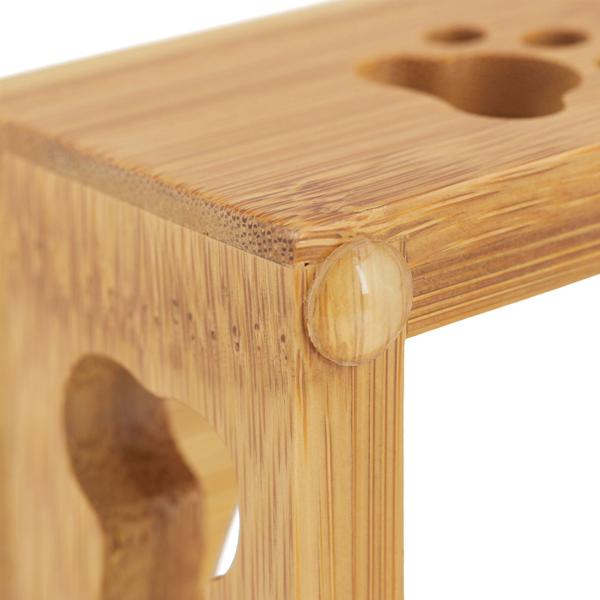 Doppelter Futternapf mit Bambusständer - 2 Keramik-Näpfe - Erhöhte Futterstation, ergonomisch & hygienisch für Hunde & Katzen - 5,5x29,5x14cm