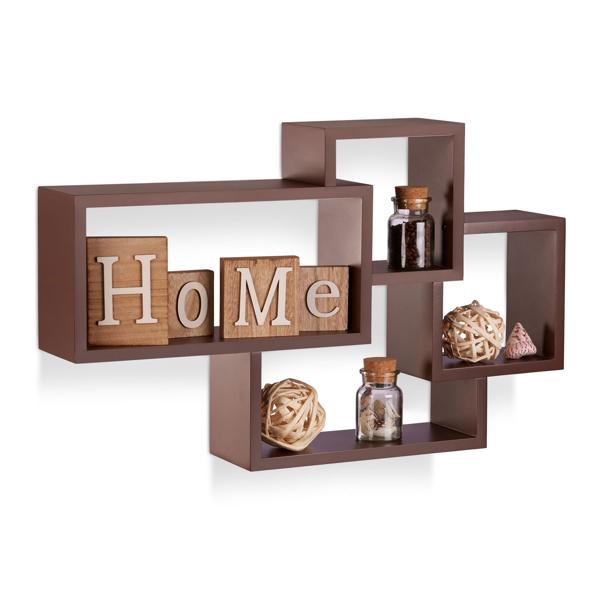 Wandregal zum Aufhängen - Hängeregal aus braunem MDF - 42x69x12cm - Modernes Design - Ideal für Deko, Küche & Bad - Belastbar bis 8 kg