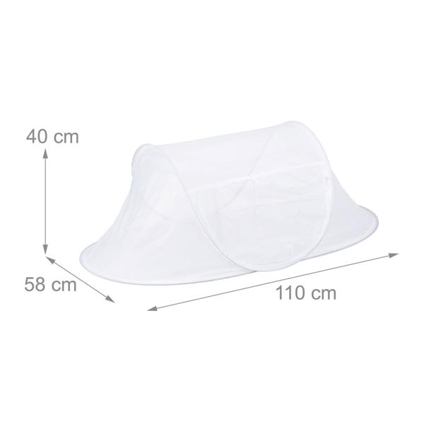 Fliegenhaube für Essen mit Boden - Pop-Up Prinzip, Schutz vor Insekten & Ungeziefer - Weiss, Polyester 40x110x58cm - Kuchen- & Grillgutabdeckung