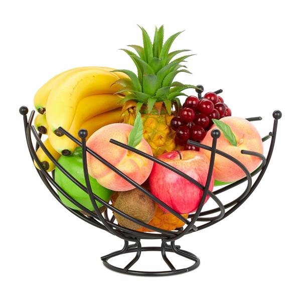 Obstkorb gefertigt aus Eisen, Obstschale in dekorativer Form, schwarz, 20,5 x 33,5 cm