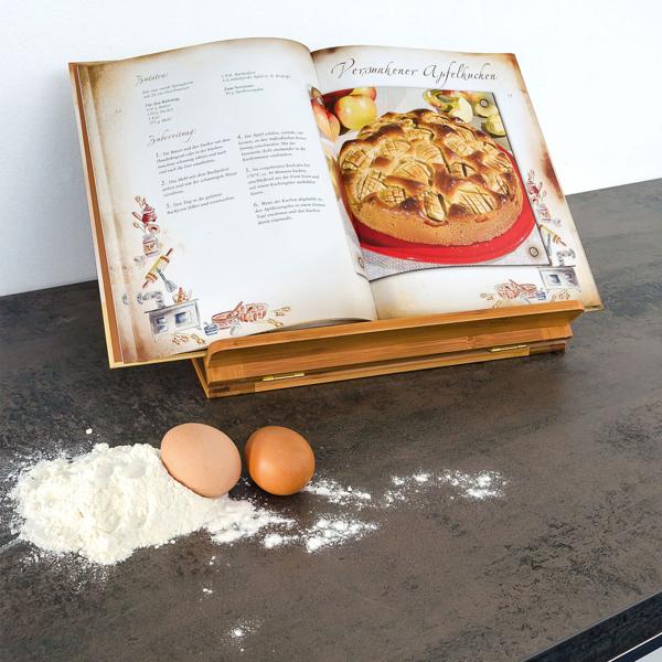 Kochbuchständer Bambus - Leseständer mit 3-stufiger Neigung - Ideal für Rezepte, Notizen & Schneidebretter - 22x33x22.5cm - Ergonomisch für Küche/Büro