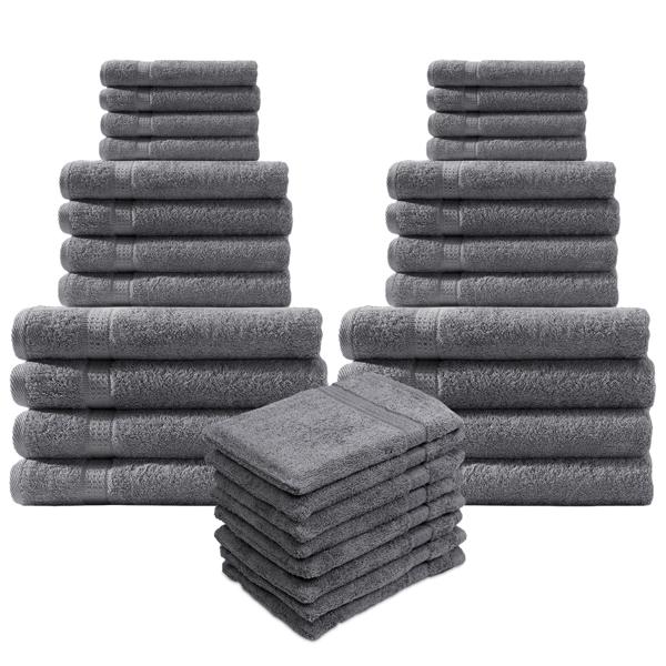 32-teiliges Handtuch-Set Frottee - Flauschig weich, saugstark & langlebig - 100% Baumwolle, 500g/m², anthrazit - Waschbar 60°, trocknergeeignet