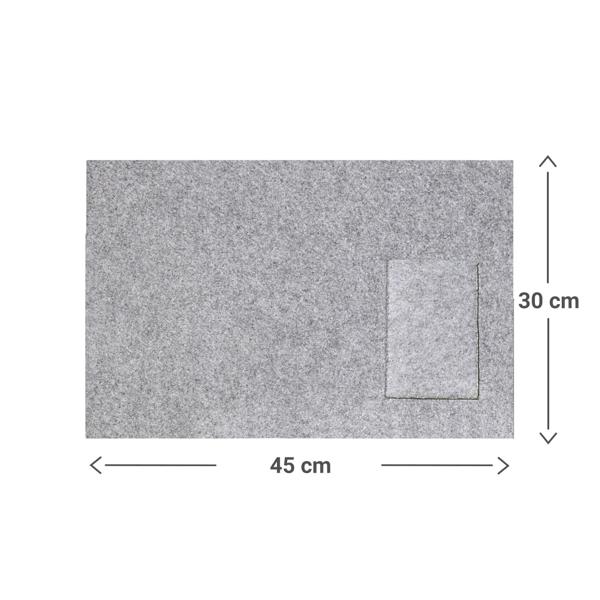Filz-Tischset mit Tasche, grau, 45 x 30 cm – Rechteckiges Platzdeckchen, praktisches Design, moderne Tischdeko