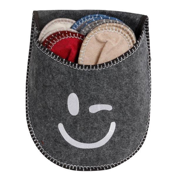 Originelles Gästefinken-Set – 5 Paar bequeme Hausschuhe mit Smiley-Aufdruck, in diversen Farben, weich, rutschfest & hygienisch für Besucher & Gäste