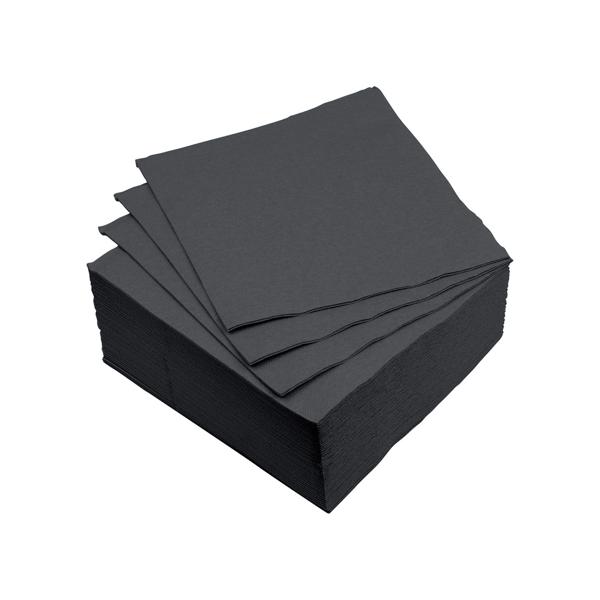 40er-Set Papier Servietten Schwarz - 2-lagig & Saugfähig für Partys, Geburtstage, Grillfeste & Tischdeko - 38x38cm - Robust