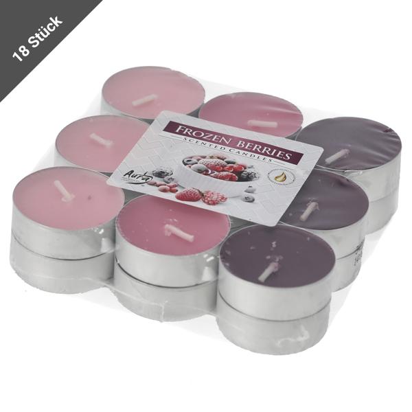 18er-Set Duft Teelichter Frozen Berries - Duftkerzen für gemütliche Atmosphäre - Rosa, Pink & Lila - Ideal für Wohnräume & Geschenk