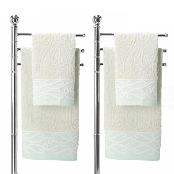 4er-Set Handtücher 100% Baumwolle - Grün - Flauschig & Saugstark - 2x 60x100cm Handtuch - 2x 40x60cm Gästetuch - Bad/Gäste-WC