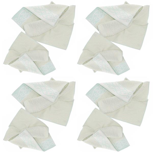 8er-Set Handtücher 100% Baumwolle - Flauschig & saugstark - Handtuch 60x100cm (4x) & Gästetuch 40x60cm (4x) - Grün - Edles Muster - 350 g/m²