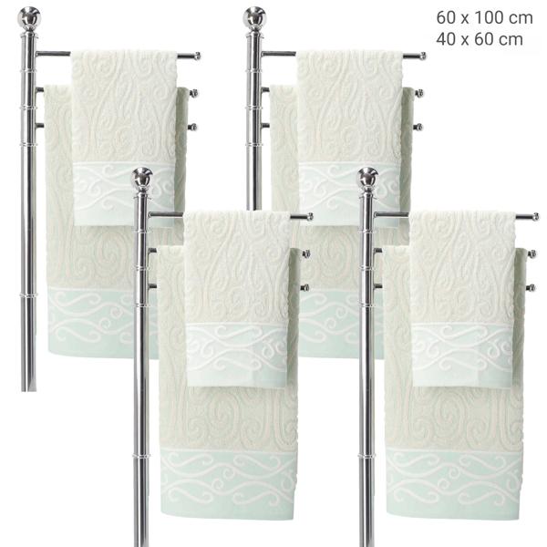 8er-Set Handtücher 100% Baumwolle - Flauschig & saugstark - Handtuch 60x100cm (4x) & Gästetuch 40x60cm (4x) - Grün - Edles Muster - 350 g/m²
