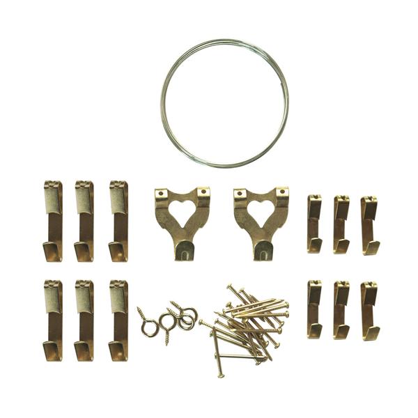 39-teiliges Haken Set für Bilderrahmen - vielseitige Aufhänger mit Nägeln aus Metall - zur sicheren Befestigung von Spiegel, Fotos, Wandschmuck