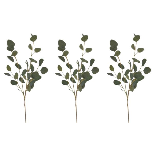 3er-Set Künstlicher Eukalyptus-Strauch - Stilvolle Deko ganzjährig ohne Pflege - Langlebig Polyester, PE, Draht, grün - 98 cm für Vase/Kranz