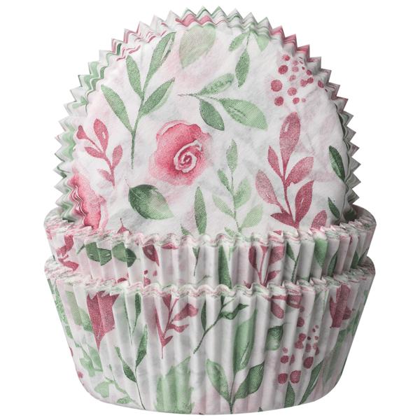 Muffinförmchen Rosen 60er-Set - Cupcake Formen Pergamentersatz lebensmittelecht fettdicht - je 5x2,5 cm - Backfest bis 220°C - Made in Germany