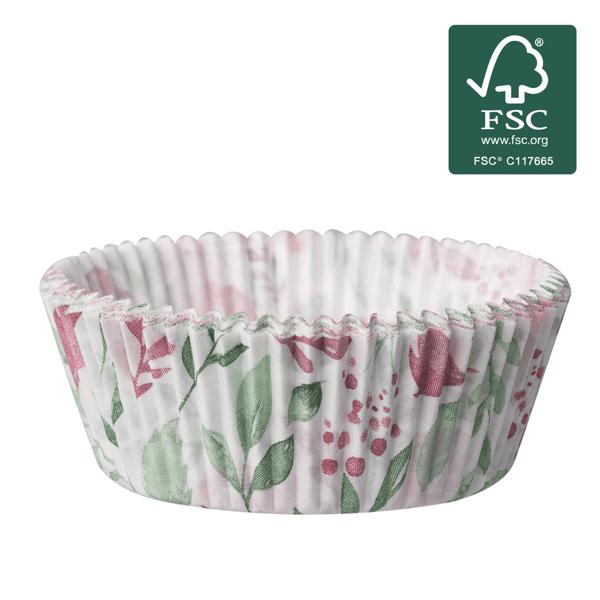 Muffinförmchen Rosen 60er-Set - Cupcake Formen Pergamentersatz lebensmittelecht fettdicht - je 5x2,5 cm - Backfest bis 220°C - Made in Germany