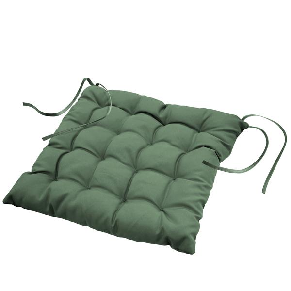 Stuhlkissen gesteppt - Polyester Sitzkissen mit Bändchen - 40x40 cm, khaki - Robust, langlebig & für Innen- & Aussenbereich