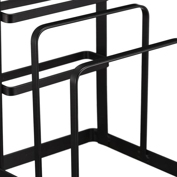 Schneidebrettständer & Messerhalter aus Metall - Schwarz - Küchen-Organizer mit 3 Messerschlitzen & Brettchenhalter - Modernes Design - 21,5x12x14cm