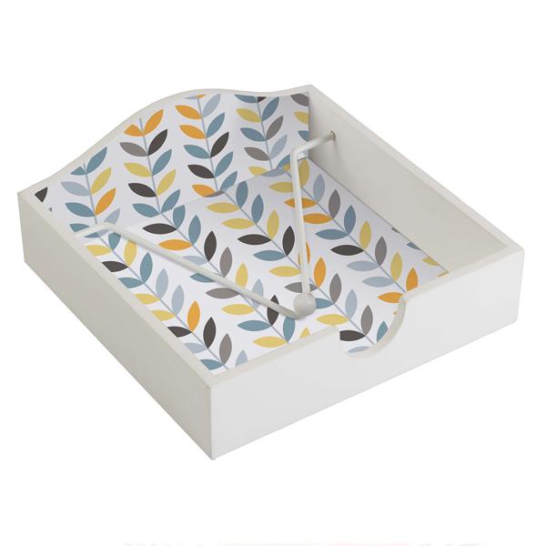Serviettenhalter Holz - Serviettenspender mit elegantem Pflanzenmuster - 18x18x7 cm - Schützt Servietten - Einfach nachfüllbar - Ideal als Geschenk