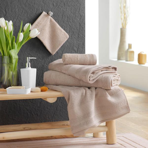 Bademantel Frottee - Saunamantel für Sie & Ihn - Hellbraun, Einheitsgrösse - Weiche Baumwolle, Saugstark, Hautfreundlich, Kragen, Taschen, verstellbar