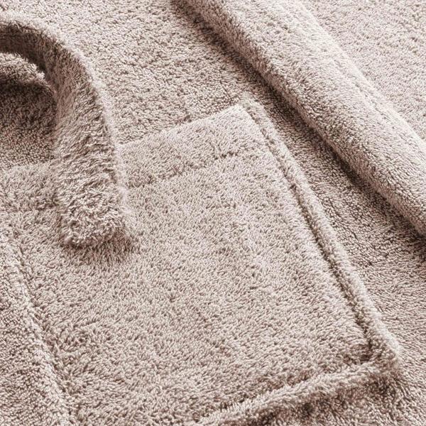 Bademantel Frottee - Saunamantel für Sie & Ihn - Hellbraun, Einheitsgrösse - Weiche Baumwolle, Saugstark, Hautfreundlich, Kragen, Taschen, verstellbar