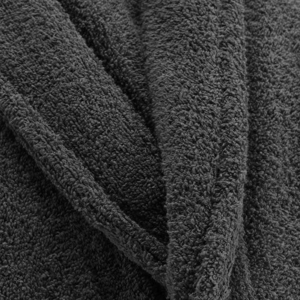 Bademantel Frottee - Saunamantel für Damen & Herren - Dunkelgrau - Einheitsgrösse mit verstellbarer Taille - 100% Baumwolle - Weich, flauschig & saugstark