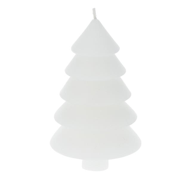 Deko Kerze Tannenbaum 2er-Set - Stimmungskerzen mit Docht, weiss - 12 cm Höhe, Wachs - Edles Wohnaccessoire für Weihnachtsdeko & Romantik