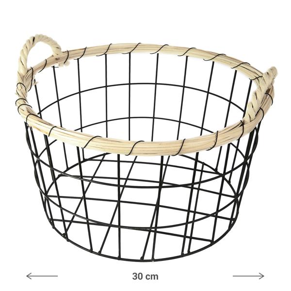 Elegantes 3er-Set Drahtkörbe mit Bambus-Rand, Ø 35/30/26cm – Dekorative & Robuste Aufbewahrungslösung – Moderner Hingucker