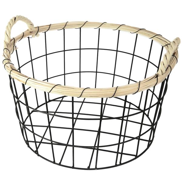 Elegantes 3er-Set Drahtkörbe mit Bambus-Rand, Ø 35/30/26cm – Dekorative & Robuste Aufbewahrungslösung – Moderner Hingucker