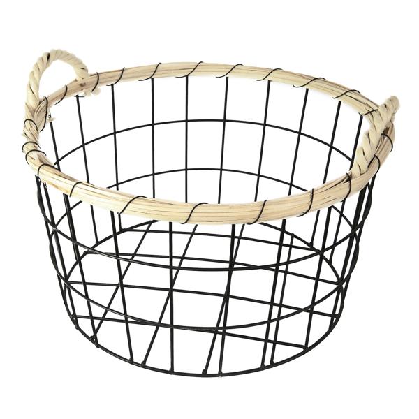 Elegantes 3er-Set Drahtkörbe mit Bambus-Rand, Ø 35/30/26cm – Dekorative & Robuste Aufbewahrungslösung – Moderner Hingucker