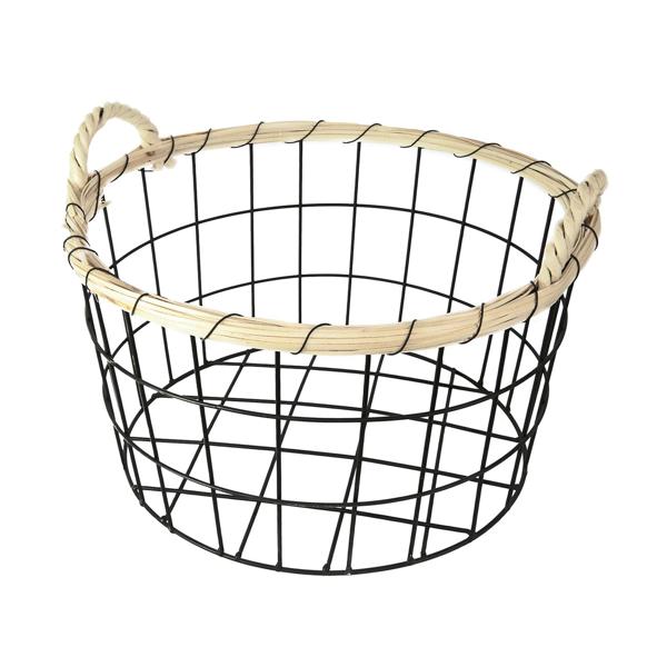 Elegantes 3er-Set Drahtkörbe mit Bambus-Rand, Ø 35/30/26cm – Dekorative & Robuste Aufbewahrungslösung – Moderner Hingucker