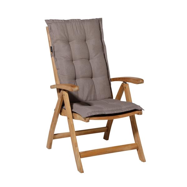 Hochlehner-Auflage taupe 123x50 cm - Weiches Gartenstuhlkissen mit Bindebändern - UV-Schutz - 70% recyceltes Material für hohen Komfort