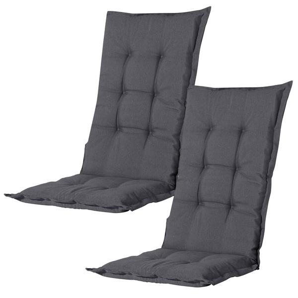 2er Komfortable Hochlehner-Auflage: weiches Gartenstuhlkissen, grau, 123x50cm, UV-Schutz–Gemütliches Sitzen & langlebige Qualität für Ihre Gartenmöbel