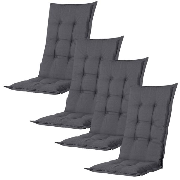 4er Komfortable Hochlehner-Auflage: weiches Gartenstuhlkissen, grau, 123x50cm, UV-Schutz–Gemütliches Sitzen & langlebige Qualität für Ihre Gartenmöbel